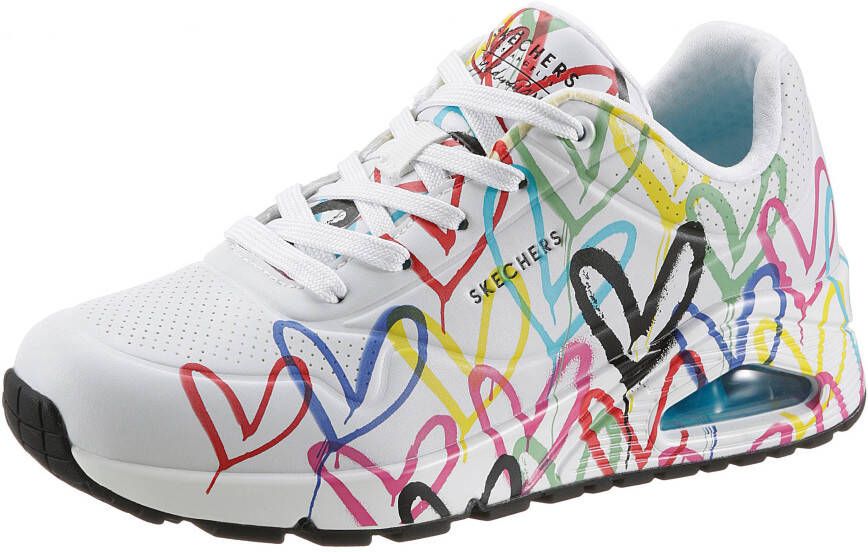 Skechers Sneakers met sleehak UNO-SPREAD THE LOVE met opvallende graffiti-print vrijetijdsschoen halfhoge schoen veterschoen