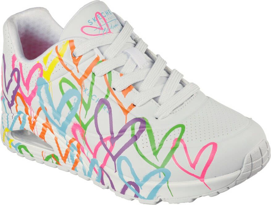 Skechers Sneakers UNO HIGHLIGHT LOVE vrijetijdsschoen lage schoen veterschoen met hartjes-print