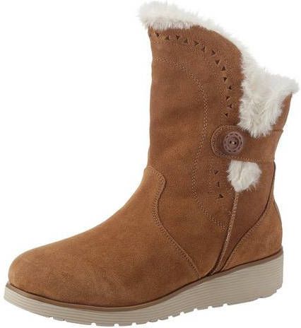 Skechers Keepsakes Wedge Cozy Peak Dames Winter Laarzen Boots Gevoerd Leer Bruin 49811-TAN - Foto 2