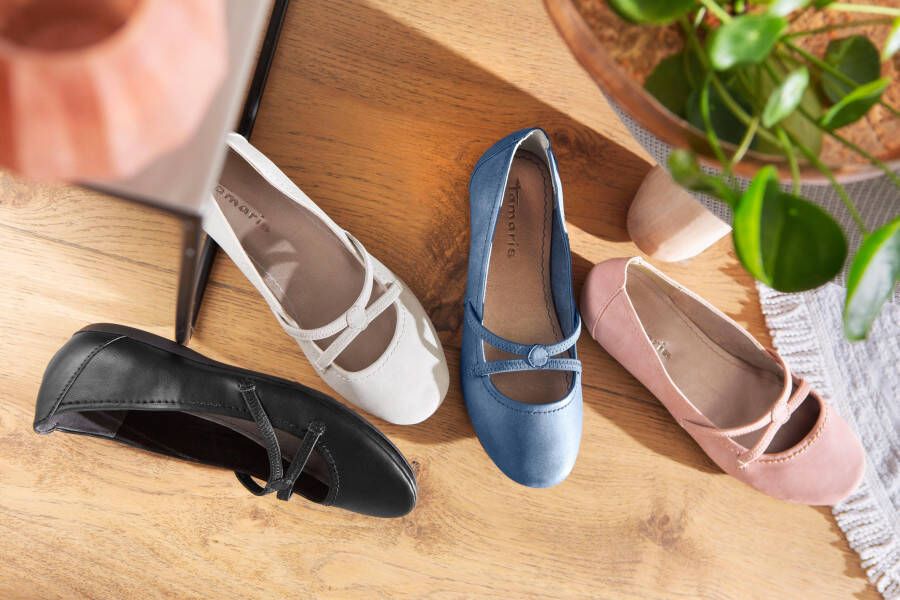 Tamaris Ballerina's Caterina Flats feestelijke mode slipper met elastische riem