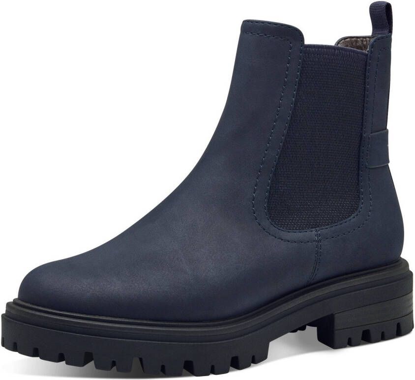 Tamaris Chelsea-boots blokhak enkellaars laarzen met textielband aan de hiel