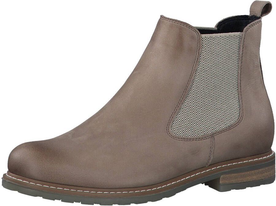 Tamaris Chelsea boots van leer met siernaad