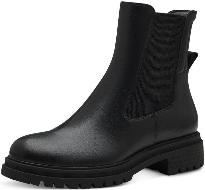 Tamaris Chelsea-boots blokhak combat boots enkellaars met stretch-inzet