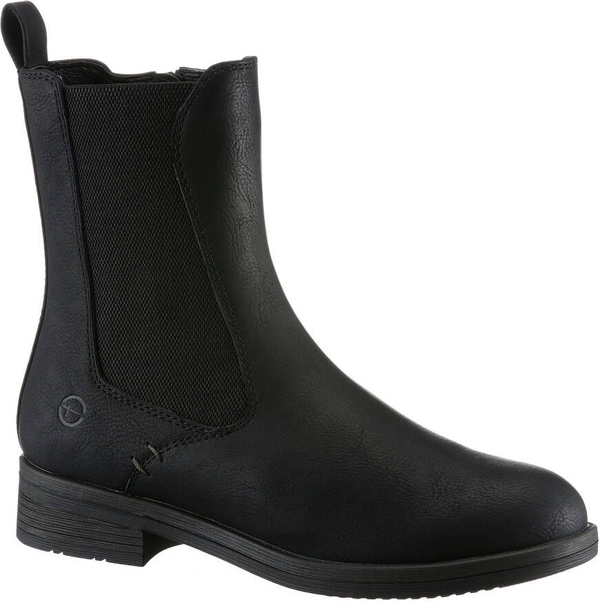 Tamaris Chelsea-boots hakken enkellaars zakelijke schoen met t-logo-decoratie