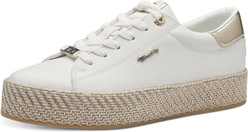 Tamaris Plateausneakers vrijetijdsschoen lage schoen veterschoen met textielkoord aan het plateau