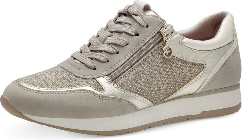 Tamaris Plateausneakers vrijetijdsschoen halfschoen veterschoen met subtiele metallic-details