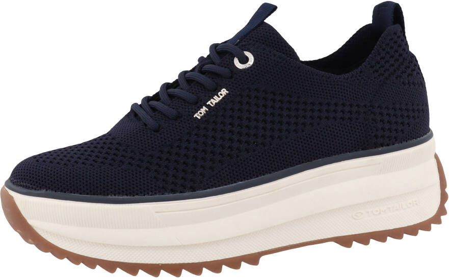 Tom Tailor Plateausneakers Josina in brei-look vrijetijdsschoen halfschoen veterschoen