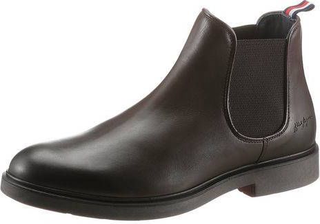 Tommy Hilfiger Chelsea boots ELEVATED ROUNDED LTH CHELSEA met gestreepte aantreklus