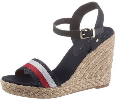 Tommy Hilfiger Highheel sandaaltjes SHIMMERY RIBBON HIGH WEDGE met gestreepte band