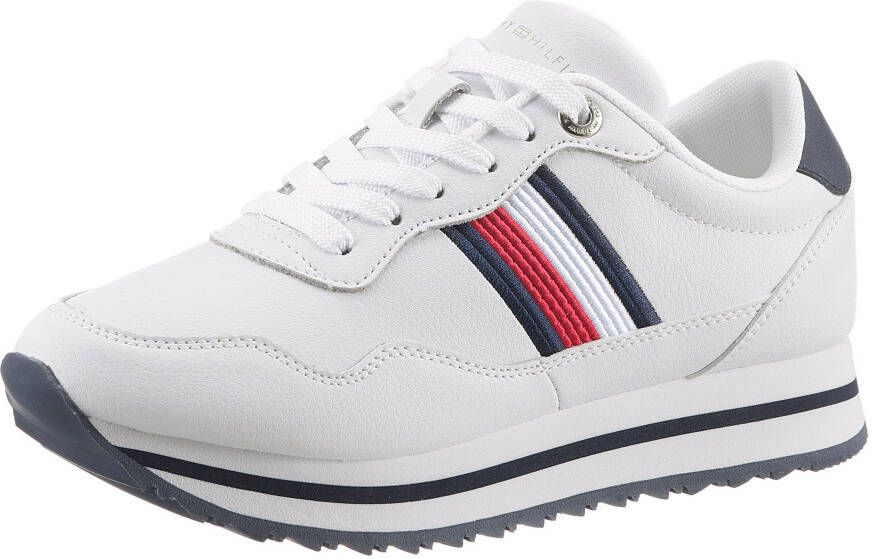 Tommy Hilfiger Plateausneakers ESSENTIAL WEBBING RUNNER met strepen opzij