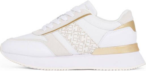 Tommy Hilfiger Plateausneakers LUX MONOGRAM RUNNER veterschoenen lage schoen vrijetijdsschoen met gouden accenten