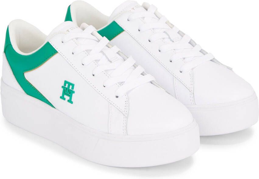 Tommy Hilfiger Plateausneakers TH PLATFORM COURT SNEAKER met contrastafwerking vrijetijdsschoen halve schoen veterschoen