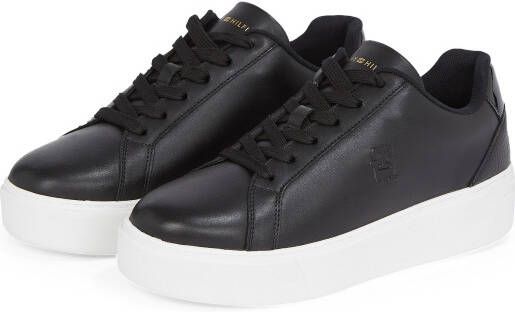 Tommy Hilfiger Plateausneakers TH PLATFORM COURT SNEAKER vrijetijdsschoen lage schoen veterschoen contrastafwerking aan de hak