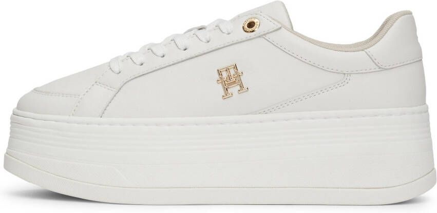 Tommy Hilfiger Plateausneakers TH PLATFORM SNEAKER LTHR vrijetijdsschoen lage schoen veterschoen met th-logo-element