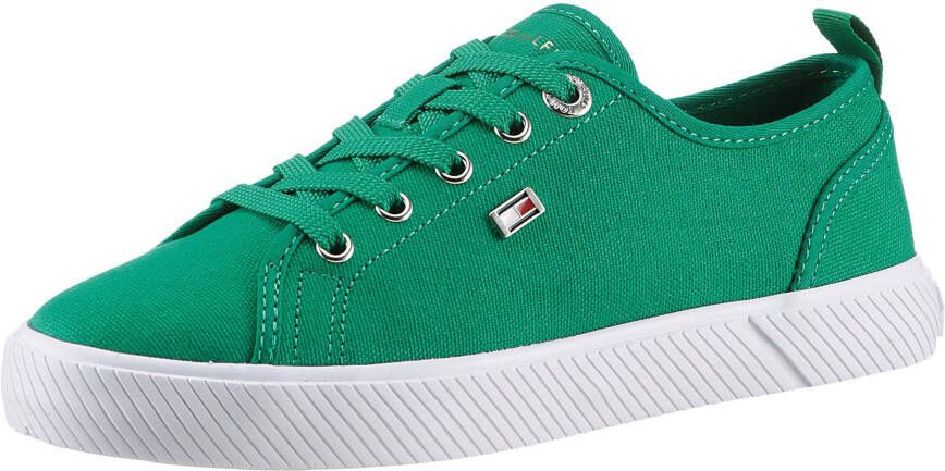 Tommy Hilfiger Plateausneakers VULC CANVAS SNEAKER vrijetijdsschoen lage schoen veterschoen met praktische aantrek-lus