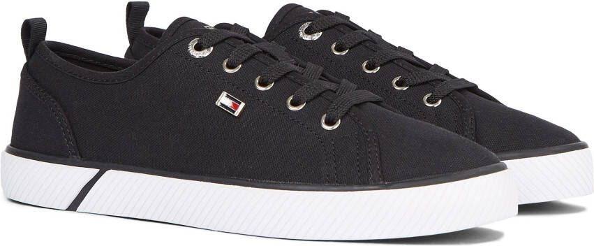 Tommy Hilfiger Plateausneakers VULC CANVAS SNEAKER vrijetijdsschoen lage schoen veterschoen met praktische aantrek-lus