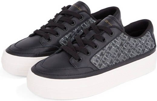 Tommy Hilfiger Plateausneakers VULC LEATHER SNEAKER MONOGRAM vrijetijdsschoen lage schoen veterschoen met allover logoprint