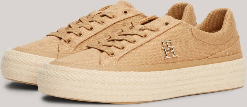 Tommy Hilfiger Plateausneakers VULC SNEAKER LINNEN met gepolsterde schaprand vrijetijdsschoen halve schoen veterschoen