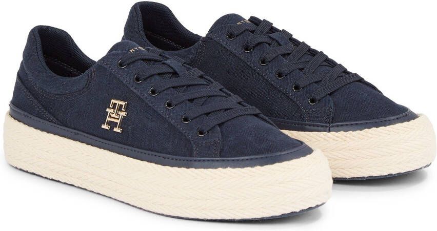 Tommy Hilfiger Plateausneakers VULC SNEAKER LINNEN met gepolsterde schaprand vrijetijdsschoen halve schoen veterschoen