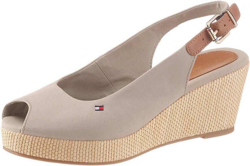 Tommy Hilfiger Sandaaltjes ICONIC ELBA SLING BACK WEDGE met jutebeleg