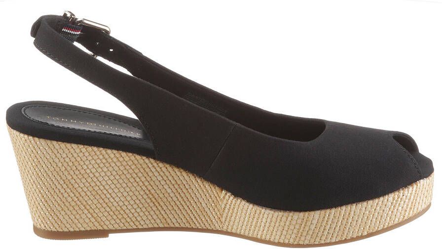 Tommy Hilfiger Sandaaltjes ICONIC ELBA SLING BACK WEDGE zomerschoen sandaal keilhak met jute bekleding