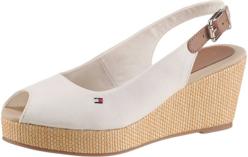 Tommy Hilfiger Sandaaltjes ICONIC ELBA SLING BACK WEDGE zomerschoen sandaal keilhak met jute bekleding