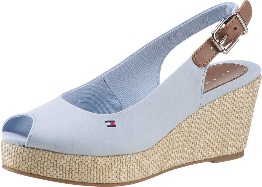 Tommy Hilfiger Sandaaltjes ICONIC ELBA SLING BACK WEDGE zomerschoen sandaal keilhak met jute bekleding