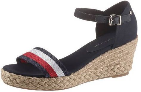 Tommy Hilfiger Sandaaltjes SHIMMERY RIBBON MID WEDGE SANDAL met gestreepte textielen bandage