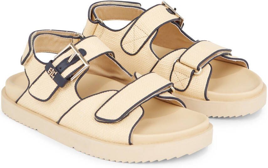 Tommy Hilfiger Sandalen RAFIA SPORTY SANDAL zomerschoen sandaal plateauhak met klittenbandsluitingen