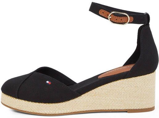 Tommy Hilfiger Sleehaksandaaltjes FLAG CLOSED TOE MID WEDGE ESPAD bandjesandaal zomerschoen met verstelbare gesp