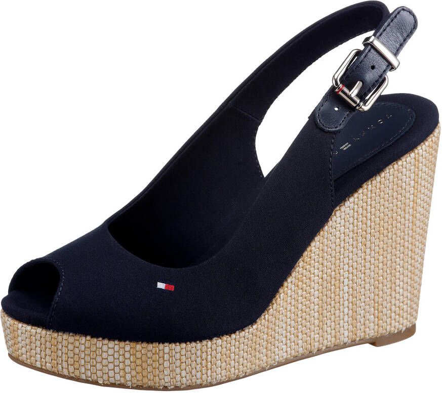 Tommy Hilfiger Sleehaksandaaltjes TOMMY WEBBING LOW WEDGE SANDAL met opvallende logo - Foto 3