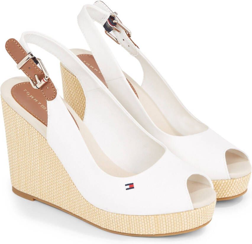 Tommy Hilfiger Sleehaksandaaltjes ICONIC ELENA SLING BACK WEDGE zomerschoen sandaal keilhak met verstelbare gesp