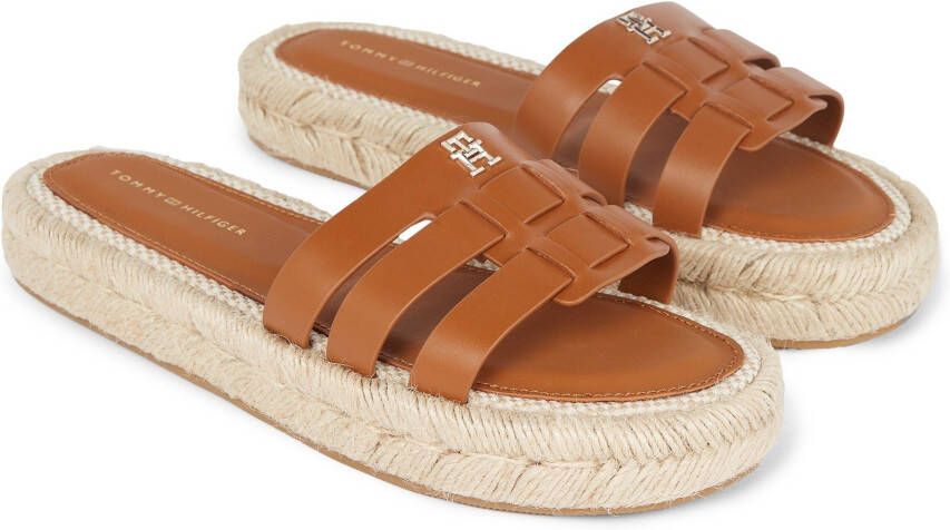 Tommy Hilfiger Slippers AUTHENTIC FLAT LTHR ESPADRILLE plateau zomerschoen slippers met mooie bandjes