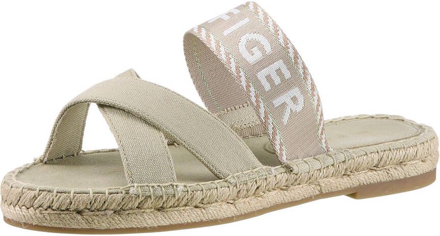 Tommy Hilfiger Slippers SEASONAL WEBBING SANDAL met beleg van raffia