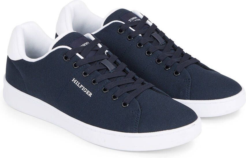 Tommy Hilfiger Sneakers COURT CUPSOLE PIQUE TEXTILE vrijetijdsschoen lage schoen veterschoen met zijlijk logo-opdruk