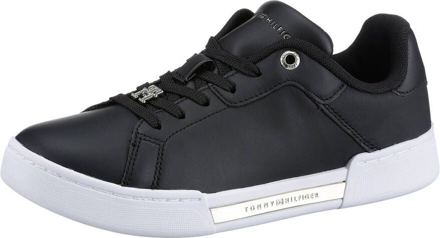 Tommy Hilfiger Sneakers COURT SNEAKER GOLDEN TH met goudkleurige details vrijetijdsschoen halfhoge schoen veterschoen