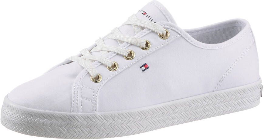 Tommy Hilfiger Sneakers ESSENTIAL NAUTICAL SNEAKER met goudkleurige oogjes vrijetijdsschoen halfhoge schoen veterschoen