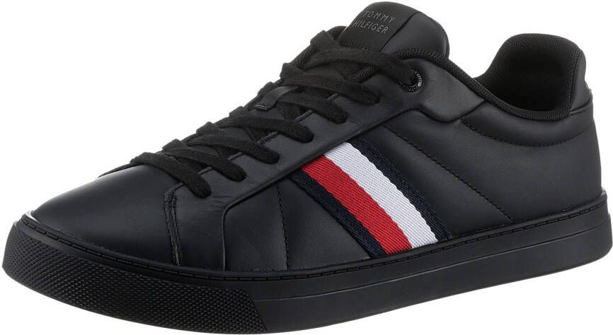 Tommy Hilfiger Sneakers ICON COURT LTH STRIPES veterschoenen vrijetijdsschoen lage schoen met gewatteerde schaprand