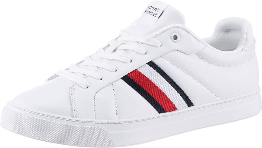 Tommy Hilfiger Sneakers ICON COURT LTH STRIPES veterschoenen vrijetijdsschoen halve schoen met gewatteerde schaprand