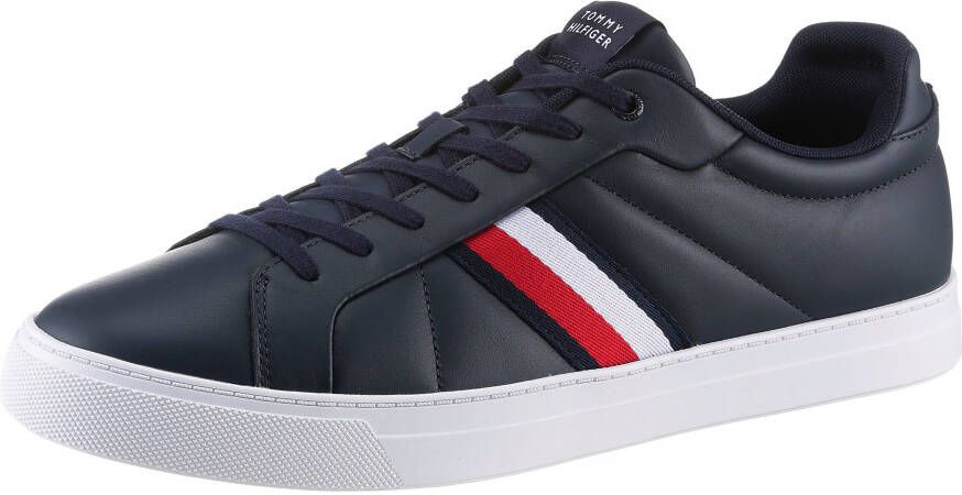 Tommy Hilfiger Sneakers ICON COURT LTH STRIPES veterschoenen vrijetijdsschoen lage schoen met gewatteerde schaprand