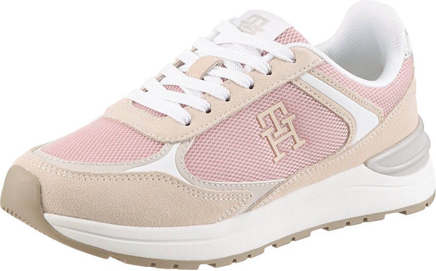 Tommy Hilfiger Sneakers met sleehak CASUAL FASHION RUNNER MIX vrijetijdsschoen lage schoen veterschoen in contrast-look