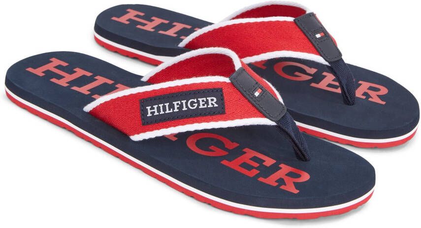 Tommy Hilfiger Teenslippers PATCH HILFIGER BEACH SANDAL zomerschoen slippers poolslides zwemschip met logo-opschrift