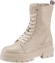 Bruin Tinten Monochromatic Lace Up Boot Veterboots Laarzen Met Veters Dames Beige - Thumbnail 5