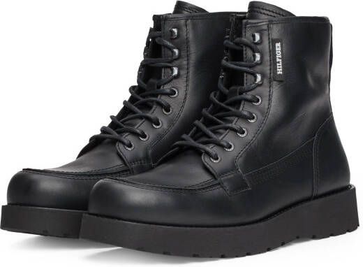 Tommy Hilfiger Veterschoenen TH AMERICAN PREM CHECK LTH BOOT plateau herfstmode veterschoenen met label