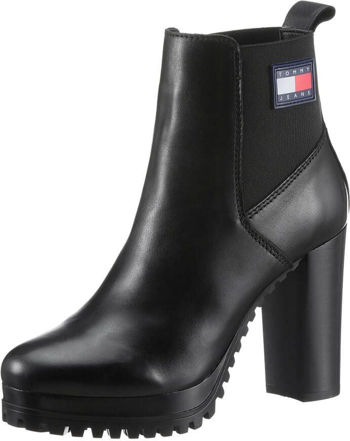 TOMMY JEANS Highheel-laarsjes TJW NEW ESS HIGH HEEL BOOT blokhak partymode enkellaarzen in smalle vorm