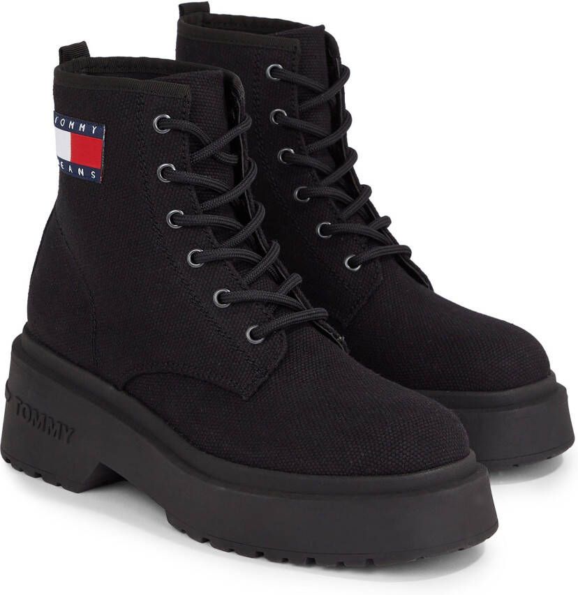 TOMMY JEANS Hoge veterschoenen TJW LACE UP FESTIVAL BOOT blokhak veterschoen laarsjes met robuust hakontwerp