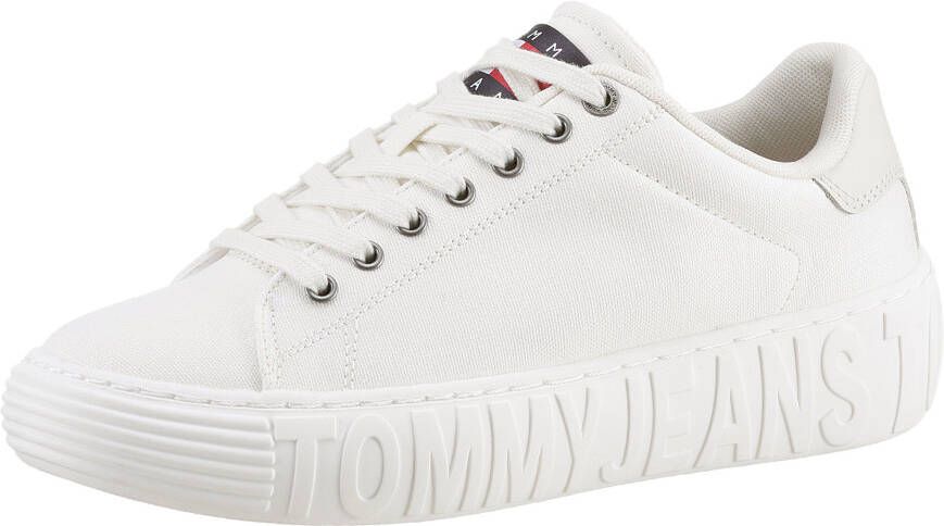 TOMMY JEANS Plateausneakers NEW CUPSOLE CNVAS LC met gepolsterde schaprand vrijetijdsschoen halve schoen veterschoen