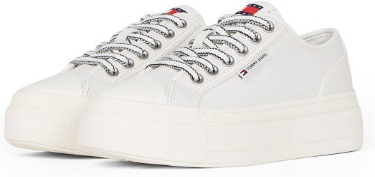 TOMMY JEANS Plateausneakers TJW FOXING VULC LC LEATHER vrijetijdsschoen lage schoen veterschoen contrast-veters