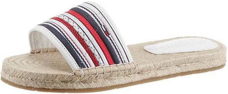 TOMMY JEANS Slippers COLORED LACES FLAT SANDAL met beleg van raffia