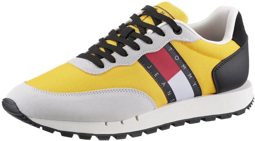 TOMMY JEANS Sneakers LEATHER RUNNER met contrastbeleg